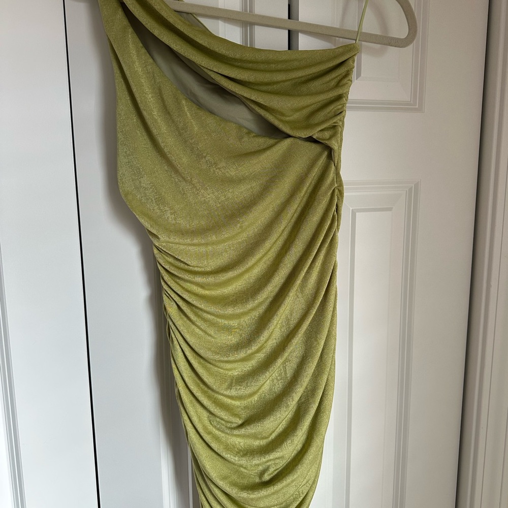 Superdown One Shoulder Lime Dress